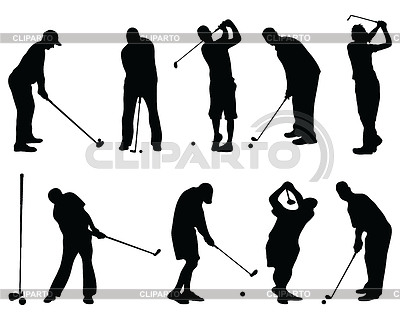 Black silhouettes of golf players | Stock Vector Graphics |ID 7625932