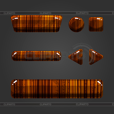 Conjunto del botón de madera para el juego de diseño- | Ilustración vectorial de stock |ID 5633405