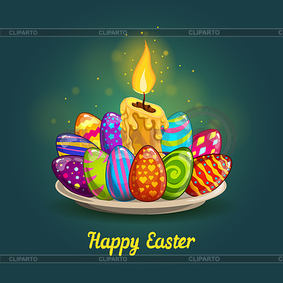 Card with Easter eggs and candle | Stock Vector Graphics |ID 7083693