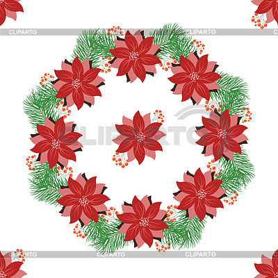 Weihnachtskranz mit Tannenbaum Kranz mit Beeren | Stock Vektorgrafik |ID 6711338
