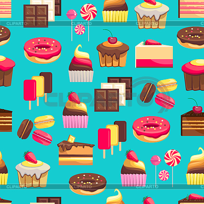 Modelo inconsútil con los objetos de postres dulces | Ilustración vectorial de stock |ID 5817233