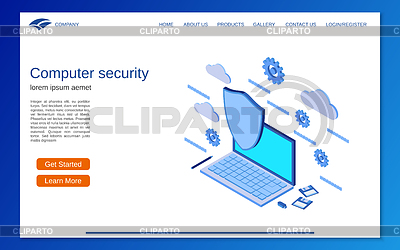 Concepto de vector de protección de computadora | Ilustración vectorial de stock |ID 7442069