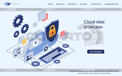 Concepto de vector de protección de datos en la nube | Ilustración vectorial de stock |ID 7470293