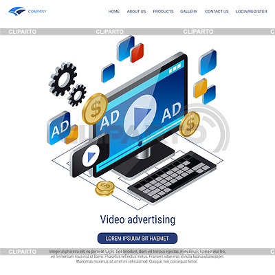 Videowerbung Vektor Konzept | Stock Vektorgrafik |ID 7477725