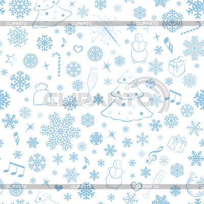 Modelo inconsútil con los copos de nieve y la Navidad | Ilustración vectorial de stock |ID 5111278