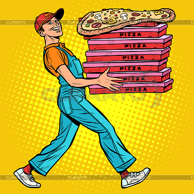 Young man pizza boy, food delivery | Stock Vector Graphics |ID 6784850