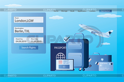 Landing page for online search and book travel | Stock Vector Graphics |ID 7630741
