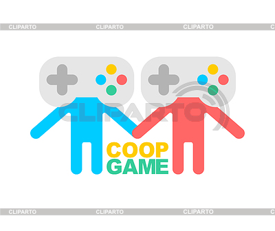 Logotipo del juego Coop. Signo de juego cooperativo. Videojuego | Ilustración vectorial de stock |ID 7269427