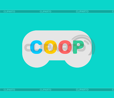 Signo de juego cooperativo. Logotipo del juego Coop. Videojuego | Ilustración vectorial de stock |ID 7269467