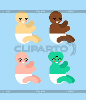 Little baby of different races set. little kid | Stock Vector Graphics |ID 7340198
