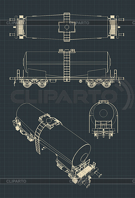 Чертежи Tank Wagon | Векторный клипарт |ID 6964421