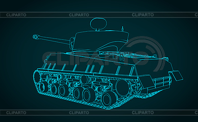 Dibujo del tanque M4 Sherman | Ilustración vectorial de stock |ID 7649980