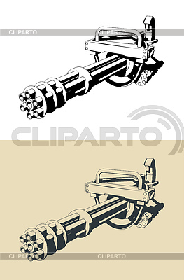 Six-barrel rotary machine gun | Stock Vector Graphics |ID 7649993