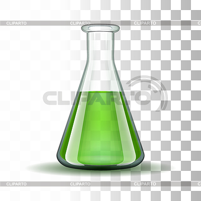 Laboratorio químico frasco transparente con verde | Ilustración vectorial de stock |ID 5102144