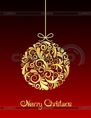 Gold Christmas Ball auf rotem Hintergrund | Stock Vektorgrafik |ID 5360632