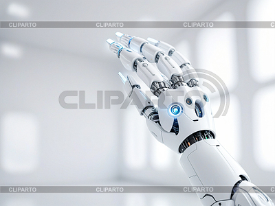 Robotic hand on blurred bokeh background, artificial in | High resolution stock illustration |ID 7652916