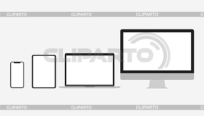 Conjunto de dispositivos electrónicos en estilo de estilo plano. | Ilustración vectorial de stock |ID 6764386