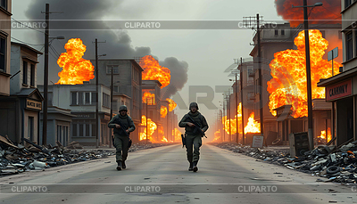 Soldier In Abandoned City AI Generative | High resolution stock photo |ID 7646158