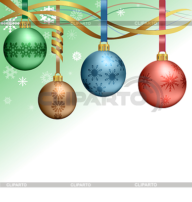 Bolas de Navidad colgando de cintas | Ilustración vectorial de stock |ID 5388462