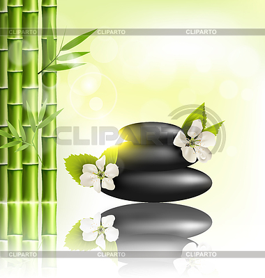 Stack von Spa Steine mit Kirsche weißen Blüten | Stock Vektorgrafik |ID 5479446