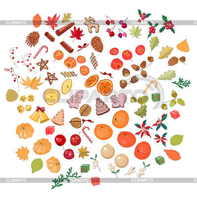 Großes Set mit Obst und Süßigkeiten | Stock Vektorgrafik |ID 5384471