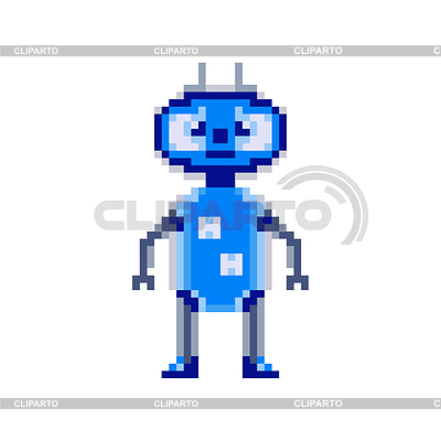 Robot en estilo pixel art | Ilustración vectorial de stock |ID 7306617