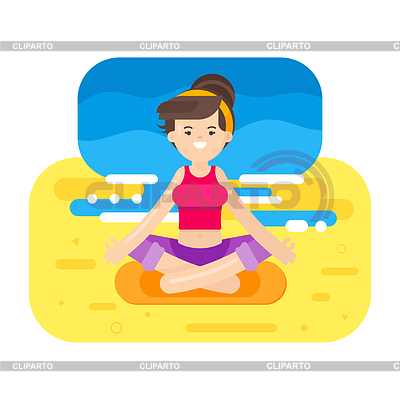 Flachen Stil Frau macht Yoga | Stock Vektorgrafik |ID 5938872
