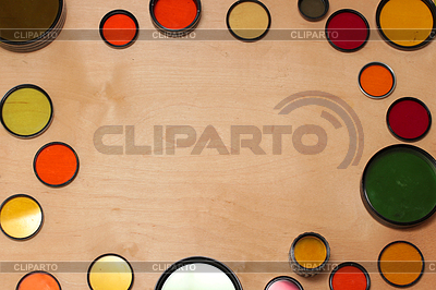Colored photo filters on wooden background | High resolution stock photo |ID 5817141