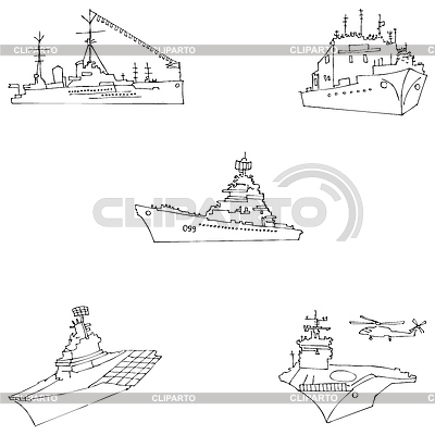 Buques de guerra. Dibuja a mano. Dibujo a lápiz a mano. | Ilustración vectorial de stock |ID 7352449