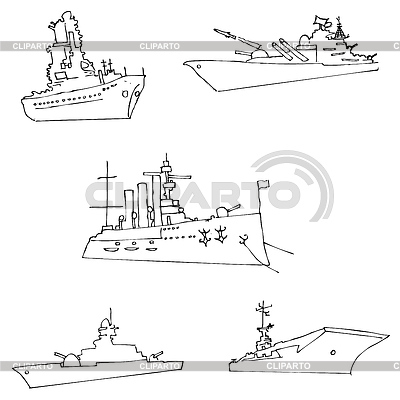 Buques de guerra. Dibuja a mano. Dibujo a lápiz a mano. | Ilustración vectorial de stock |ID 7352453
