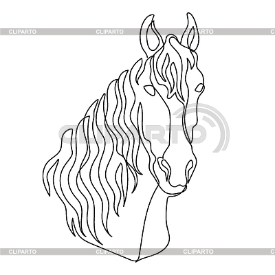 Cabeza de caballo en un dibujo lineal continuo | Ilustración vectorial de stock |ID 7656735