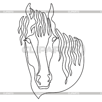 Cabeza de caballo de arte lineal en un dibujo lineal continuo | Ilustración vectorial de stock |ID 7656737