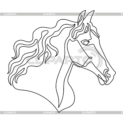 Cabeza de caballo de arte lineal en un dibujo lineal continuo | Ilustración vectorial de stock |ID 7656739