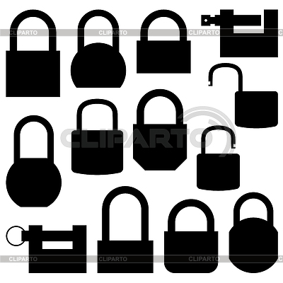 Conjunto de bloqueo de iconos negro, | Ilustración vectorial de stock |ID 6319154