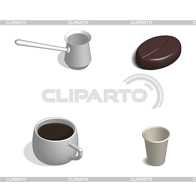 Juego de café en 3D, | Ilustración vectorial de stock |ID 6543605