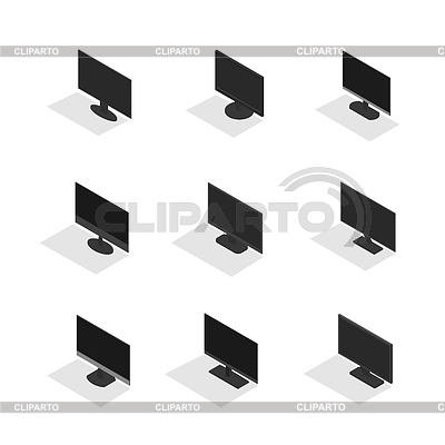 Conjunto de monitores planos en 3D, | Ilustración vectorial de stock |ID 6749765