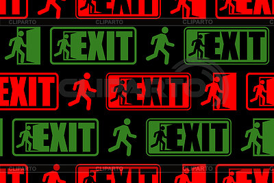 Exit sign evacuation pattern seamless. Man exiting | Stock Vector Graphics |ID 7591391