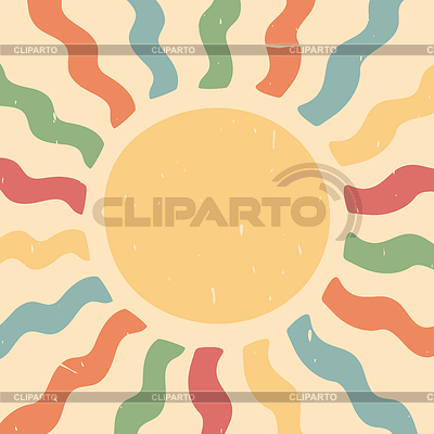 Fondo retro vintage con sol. Arco iris de colores | Ilustración vectorial de stock |ID 7568281