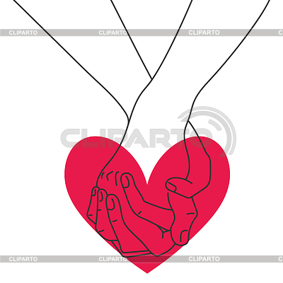 Contorno de la mano sobre fondo de corazón  | Ilustración vectorial de stock |ID 7568710