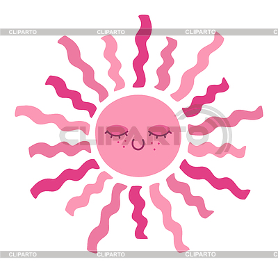 Lindo sol dibujado a mano con los ojos cerrados | Ilustración vectorial de stock |ID 7571012