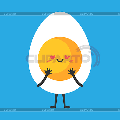 Lindo personaje de huevo de dibujos animados enamorado. Mascota divertida del huevo | Ilustración vectorial de stock |ID 7638846